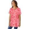 Woman Within Plus Size Perfect Printed Three-Quarter-Sleeve V-Neck Tunic(Geranium Tie Dye Hearts)