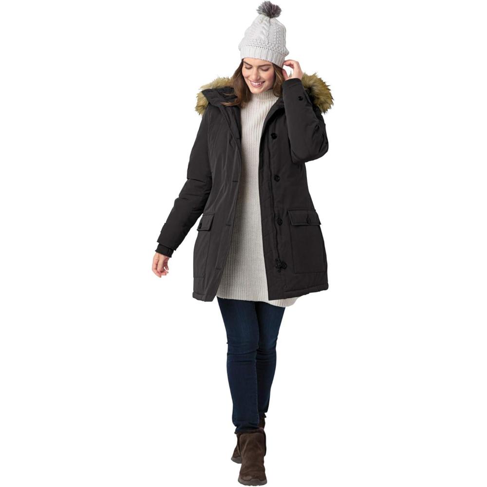 imageWoman Within Plus Size Arctic Parka Jacket amp Hood 34 Long Down Blend Winter CoatBlack