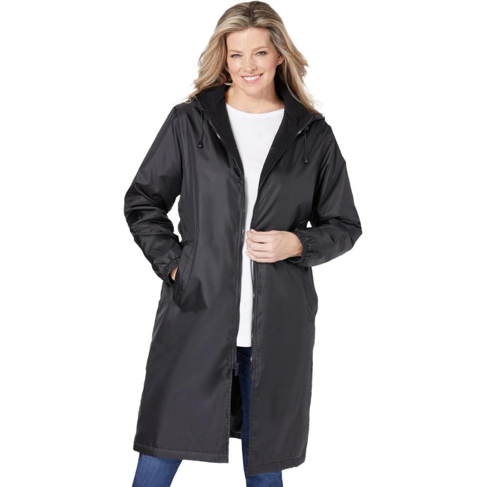 imageWoman Within Plus Size MidLength RaincoatBlack