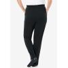 Woman Within Plus Size 7-Day Knit Straight Leg Pant Stretch Elastic Waist (Petite & Tall Available)(Black)
