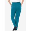 Woman Within Plus Size 7-Day Knit Straight Leg Pant Stretch Elastic Waist (Petite & Tall Available)(Deep Teal)