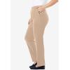 Woman Within Plus Size 7-Day Knit Straight Leg Pant Stretch Elastic Waist (Petite & Tall Available)(New Khaki)