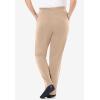 Woman Within Plus Size 7-Day Knit Straight Leg Pant Stretch Elastic Waist (Petite & Tall Available)(New Khaki)