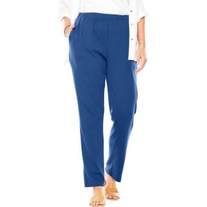 Woman Within Plus Size 7-Day Knit Straight Leg Pant Stretch Elastic Waist (Petite & Tall Available)(Royal Navy)