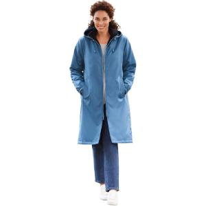 Woman Within Plus Size Mid-Length Raincoat(Storm Blue)