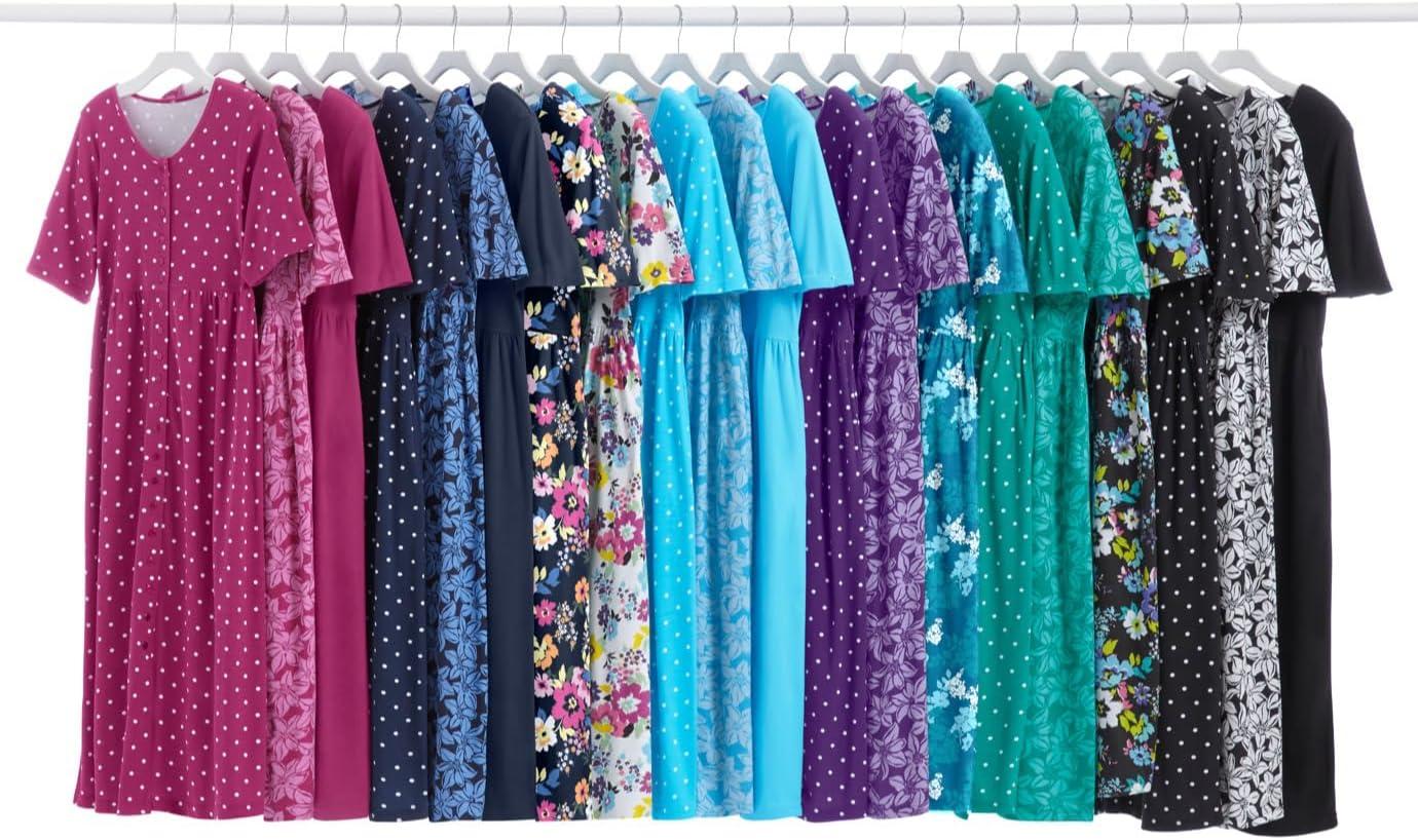 imageWoman Within Womens Plus Size ButtonFront Essential Dress M Paradise Blue Pretty Blossom Multicolored