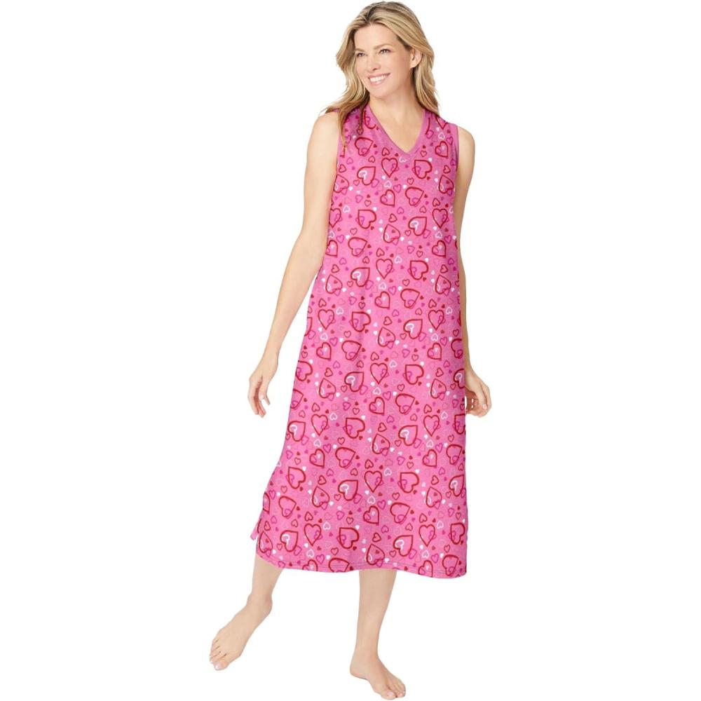 imageDreams amp Co Plus Size Long Sleeveless SleepshirtPink Hearts