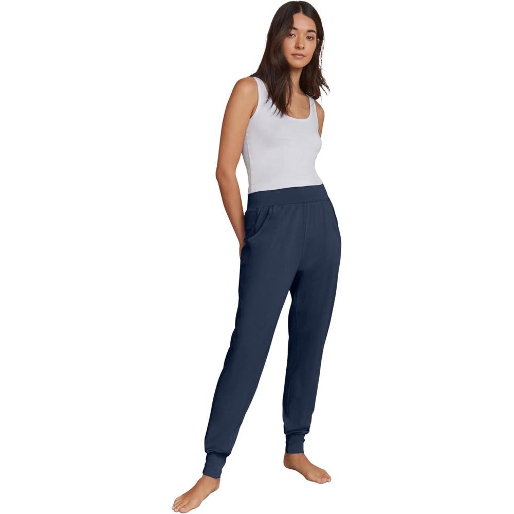 imageellos Plus Size Cotton Spandex Jogger Pull On PantsNavy