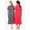 Dreams & Co. Plus Size 2-Pack Long Henley Sleepshirt(Dazzling Pink Rose Heart)