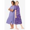Dreams & Co. Plus Size 2-Pack Long Henley Sleepshirt(Soft Iris Snow Bunny)