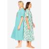 Dreams & Co. Plus Size 2-Pack Long Sleepshirts(Aqua Haze Tropical)