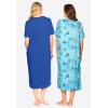 Dreams & Co. Plus Size 2-Pack Long Sleepshirts(Pretty Aqua Turtle)