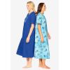 Dreams & Co. Plus Size 2-Pack Long Sleepshirts(Pretty Aqua Turtle)