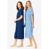 Dreams & Co. Plus Size 2-Pack Long Sleepshirts(Raspberry Sorbet Flamingos)