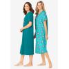 Dreams & Co. Plus Size 2-Pack Long Sleepshirts(Waterfall Owl)