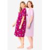 Dreams & Co. Plus Size 2-Pack Short-Sleeve Sleepshirt(Pink Tea Cup)