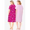Dreams & Co. Plus Size 2-Pack Short-Sleeve Sleepshirt(Pink Tea Cup)