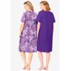 Dreams & Co. Plus Size 2-Pack Short-Sleeve Sleepshirt(Plum Burst Floral Butterfly)