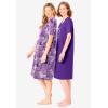 Dreams & Co. Plus Size 2-Pack Short-Sleeve Sleepshirt(Plum Burst Floral Butterfly)