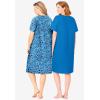 Dreams & Co. Plus Size 2-Pack Short-Sleeve Sleepshirt(Pool Blue Animal Hearts)