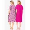 Dreams & Co. Plus Size 2-Pack Short-Sleeve Sleepshirt(Raspberry Sorbet Flamingos)