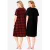 Dreams & Co. Plus Size 2-Pack Short-Sleeve Sleepshirt(Red Buffalo Plaid)