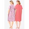 Dreams & Co. Plus Size 2-Pack Short-Sleeve Sleepshirt(Sweet Coral Bees)