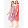 Dreams & Co. Plus Size 2-Pack Short-Sleeve Sleepshirt(Sweet Coral Bees)
