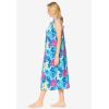 Dreams & Co. Plus Size Long Sleeveless Sleepshirt(Pool Blue Tropical)