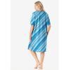 Dreams & Co. Plus Size Short-Sleeve Sleepshirt(Paradise Blue Multi Stripe)