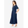 Woman Within Plus Size Layered Knit Empire Dress(Navy)