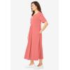 Woman Within Plus Size Layered Knit Empire Dress(Sweet Coral)