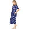 Woman Within Plus Size Short-Sleeve Button-Front Pocket Dress (Petite Available) – 1X, Navy Bloom