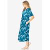 Woman Within Plus Size Short-Sleeve Button-Front Pocket Dress (Petite Available) – 7X, Deep Teal Graphic Bloom