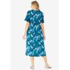 Woman Within Plus Size Short-Sleeve Button-Front Pocket Dress (Petite Available) – 7X, Deep Teal Graphic Bloom