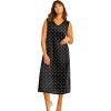 Dreams & Co. Plus Size Long Sleeveless Sleepshirt(Black Dot)
