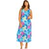 Dreams & Co. Plus Size Long Sleeveless Sleepshirt(Pool Blue Tropical)