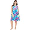 Dreams & Co. Plus Size Short Sleeveless Sleepshirt(Pool Blue Tropical)