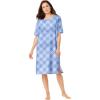Dreams & Co. Plus Size Short-Sleeve Sleepshirt(Sky Blue Bias Plaid)