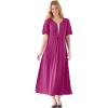 Woman Within Plus Size Layered Knit Empire Dress(Raspberry)