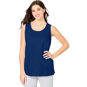 Dreams & Co. Plus Size Knit Sleep Tank(Evening Blue)