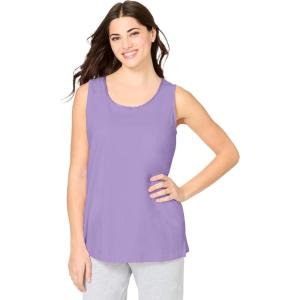 Dreams & Co. Plus Size Knit Sleep Tank(Soft Iris)