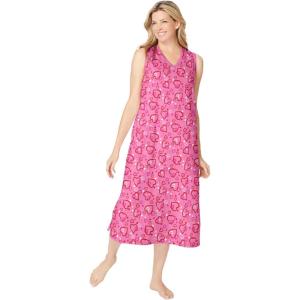 Dreams & Co. Plus Size Long Sleeveless Sleepshirt(Pink Hearts)