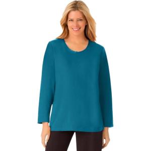 Dreams & Co. Plus Size Satin Trim Sleep Tee(Deep Teal)