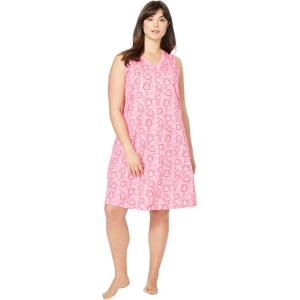 Dreams & Co. Plus Size Short Sleeveless Sleepshirt(Pink Hearts)