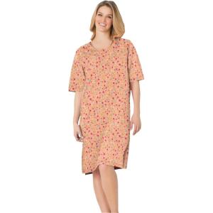 Dreams & Co. Plus Size Short-Sleeve Sleepshirt(Honey Peach Floral)