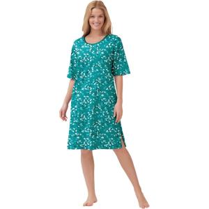 Dreams & Co. Plus Size Short-Sleeve Sleepshirt(Waterfall Confetti Heart)