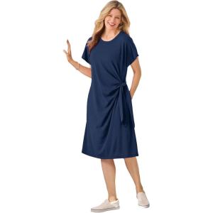 Woman Within Plus Size Side Knot Tee Dress(Navy)