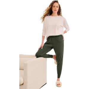ellos Plus Size Cotton Spandex Jogger Pull On Pants(Deep Olive)