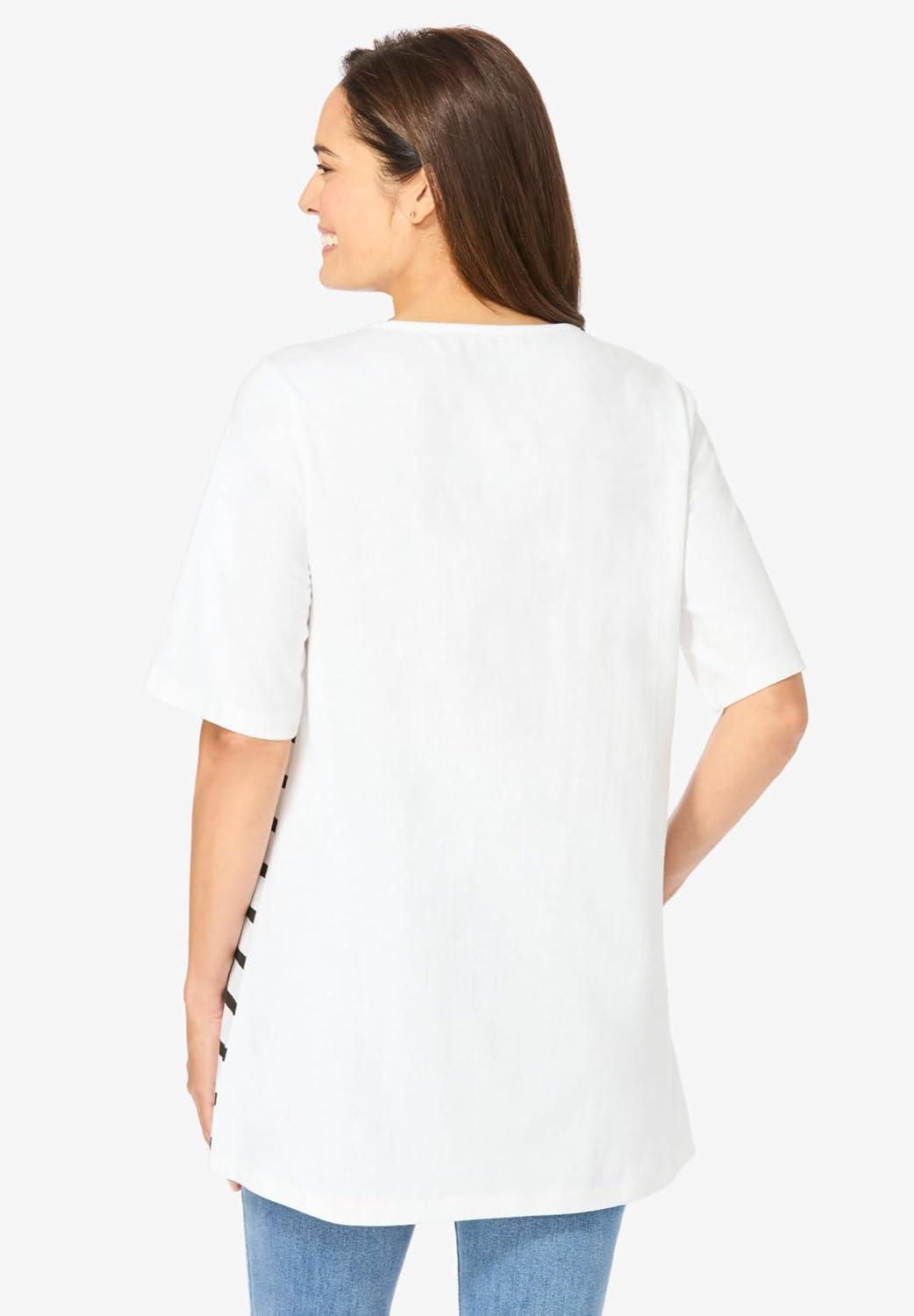 imageWoman Within Plus Size Graphic Print Scoop Neck TunicStripe Hearts